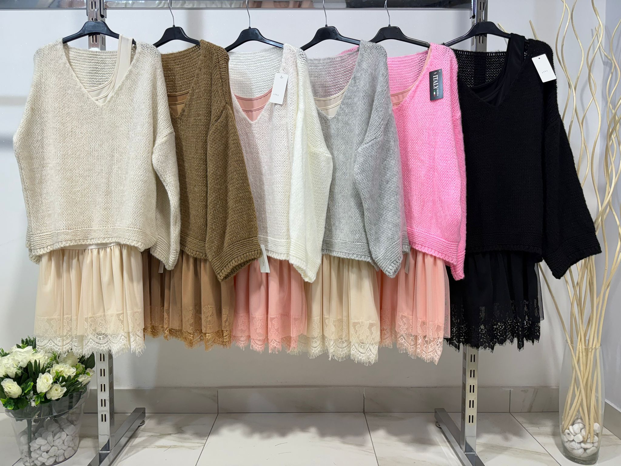 Set Zaffiro - Maglia più canotta pizzo